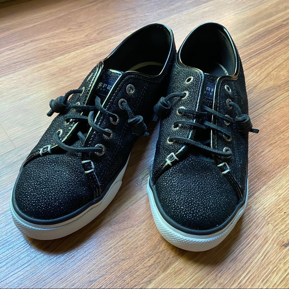 Black Sperry Vans Style Shoes